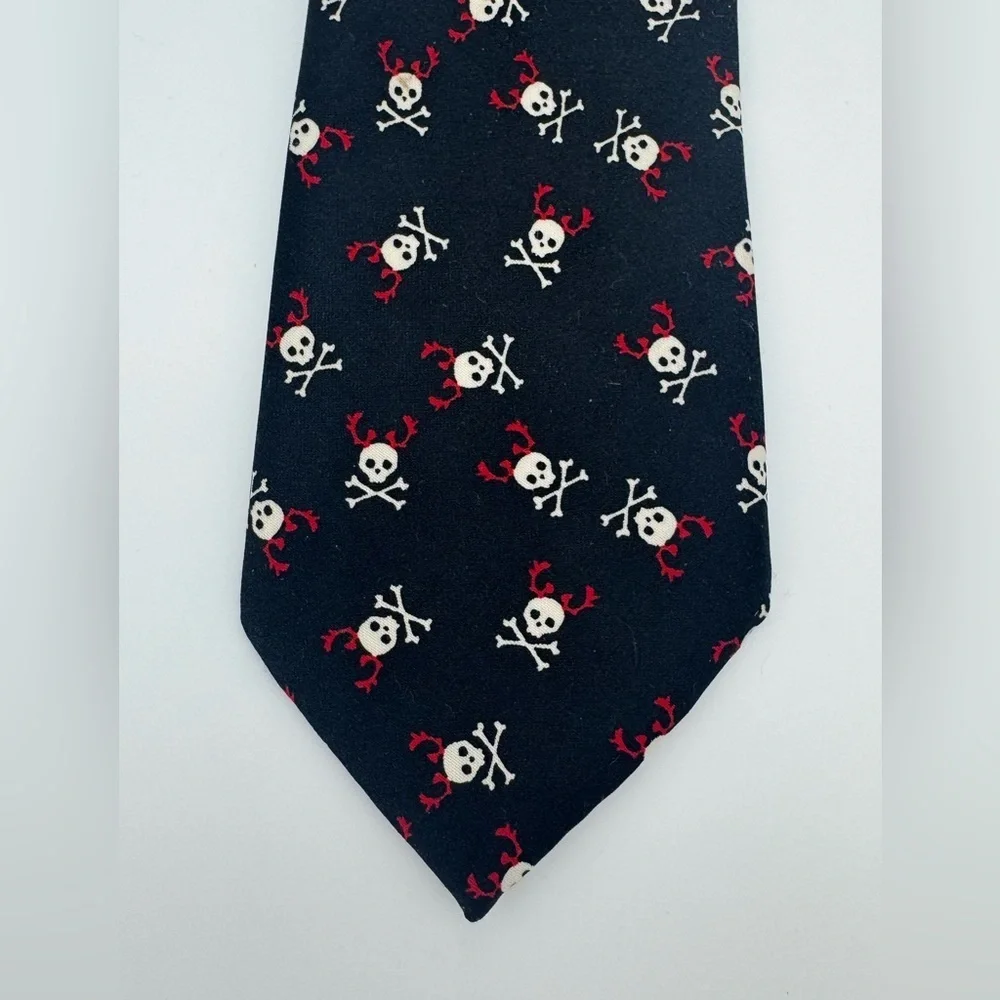 Baby Gap clip on neck tie fun skeleton pattern black formal dressy